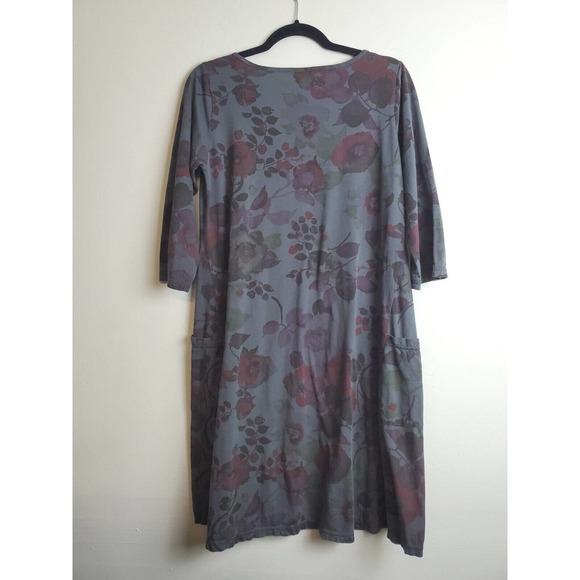 Color Me Cotton Women Dress XS Floral Round Neck Shift Made In USA Pockets - Picture 6 of 9